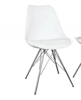 Židle Jídelní židle 4 ks IKAROS Dekorhome Bílá / stříbrná