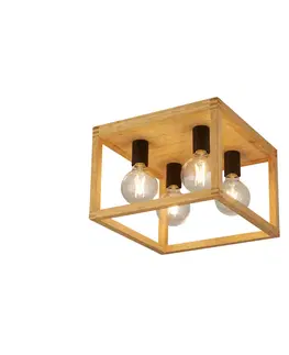 Stropní svítidla Searchlight Stropní světlo Square z bambusu, 4 zdroje