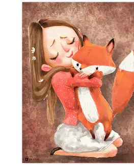 Obrazy do dětského pokoje Obraz na zeď - Dívka s liškou