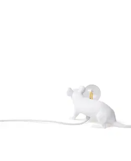 Vnitřní dekorativní svítidla SELETTI LED deko stolní lampa Mouse Lamp USB ležící bílá