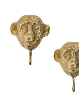 Luxusní a designové vešáky Estila Sada tří věšáků ve tvaru opice Mejenga ve zlatém odstínu 25cm