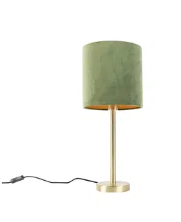 Stolni lampy Botanická stolní lampa mosaz se zeleným odstínem 25 cm - Simplo
