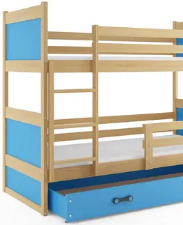 Postele BMS Dětská patrová postel RICO | borovice 80 x 160 cm Barva: Modrá