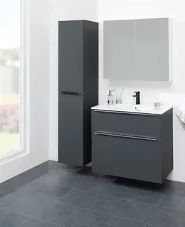 Koupelnový nábytek MEREO Mailo, koupelnová skříňka s keramickým umyvadlem 81 cm, antracit, chrom madlo CN531