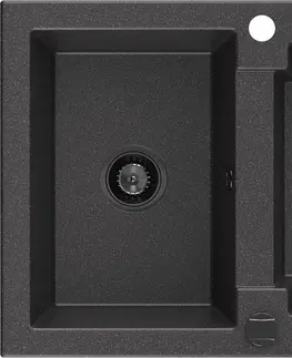 Sifony k pračkám MEXEN/S Carlos s granitový dřez 1.5 582 x 475 mm, černá kropenatá, + černý sifon 6518581500-76-B