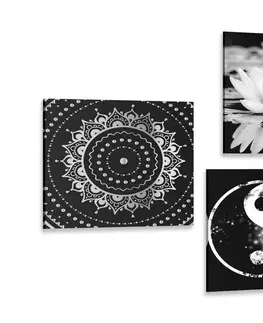 Sestavy obrazů Set obrazů Feng Shui v černobílém provedení