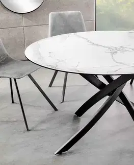 Jídelní stoly LuxD Kulatý jídelní keramický stůl Halia 120 cm bílý - skladem
