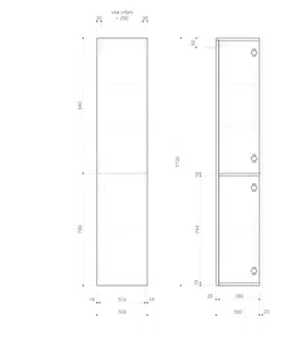 Koupelnový nábytek SAPHO ESPACE skříňka 35x172x32cm, 2x dvířka, levá/pravá, bílá mat ESC230-3131