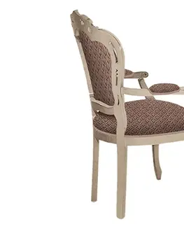 Luxusní jídelní židle Estila Klasická luxusní čalouněná jídelní židle Clasica z masivního dřeva s rustikálním zdobením 103cm