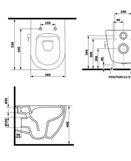 Záchody ISVEA INFINITY CLEANWASH závěsná WC mísa Rimless, integrovaná baterie a bidet. sprška, 36,5x53cm, bílá 10NFS1005I
