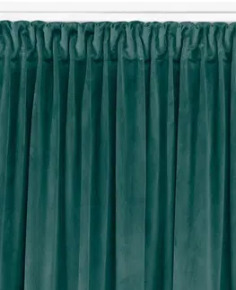 Záclony Závěs Homede Vila II s průchodkami a řasící páskou typu drak tmavě zelený, velikost 135x270