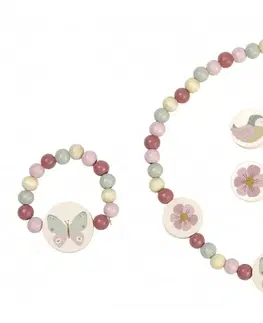 Hračky LITTLE DUTCH - Sada dřevěných šperků Květy a motýly