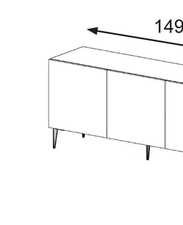 TV stolky ARTBm TV stolek RAVENNA B 3D 150 | bílá matná Provedení: Bílá matná / zlatá podnož