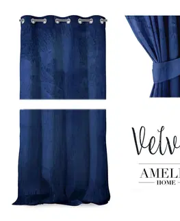 Záclony Závěs AmeliaHome Velvet 140x270 cm modrý, velikost 140x270