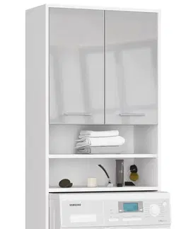 Koupelnový nábytek Ak furniture Koupelnová skříňka nad pračku Fin bílá/stříbrná lesk