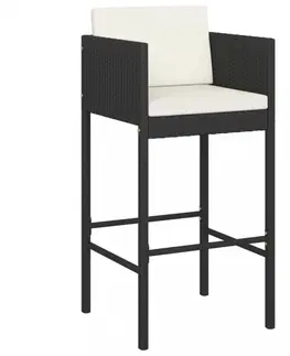Barové židle Zahradní barový set 5 ks s poduškami polyratan Dekorhome Černá
