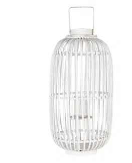Zahradní lampy Bílá proutěná lucerna - Ø 31*60 cm Clayre & Eef 5RO0098