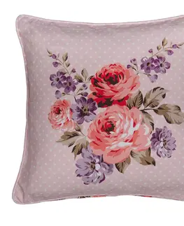 Dekorační polštáře Růžový bavlněný potah na polštář s růžemi Dotty Rose - 40*40 cm Clayre & Eef DTR21