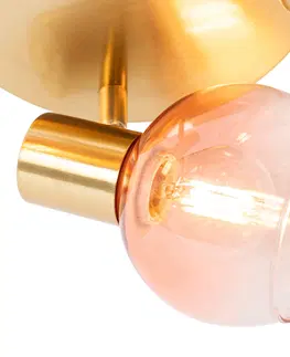 Bodova svetla Art Deco stropní bodové svítidlo zlaté s růžovým sklem 3-světlo - Vidro