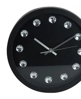 Hodiny DekorStyle Nástěnné hodiny s kameny černé