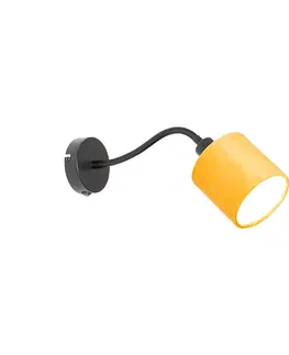 Nastenna svitidla Nástěnná lampa černá se žlutým stínidlem vypínačem a fex ramenem - Merwe