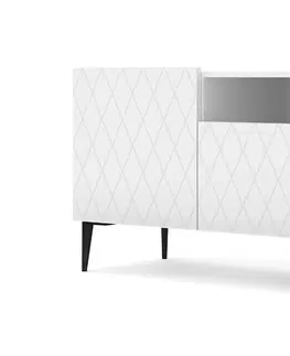 Televizní stolky TV stolek DIUNA 145 cm, bílý mat + černá