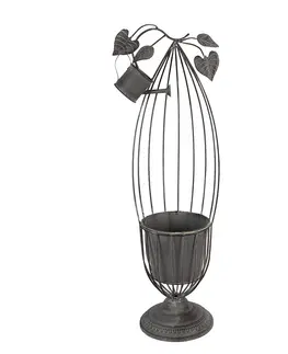 Stojany na květiny Dekorativní plechový stojan na květináč ve tvaru klícky - 18*17*63 cm Clayre & Eef 5Y1127
