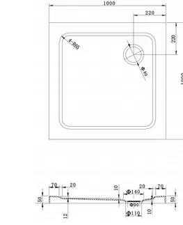 Sprchové vaničky Sprchová vanička čtvercová MEXEN SLIM 100x100 cm + sifon