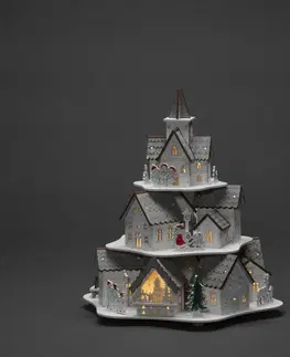 Vánoční vnitřní dekorace Konstsmide Christmas LED dekorativní světlo silueta dřevěné domky, bílá