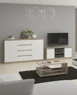 Komody Ak furniture Komoda Kuba 60 cm - 6 šuplíků dub sonoma/bílá
