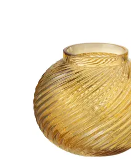 Dekorativní vázy Žlutá skleněná kulatá váza Stripes S - Ø15*12,5 cm J-Line by Jolipa 3664