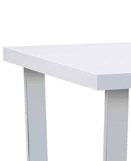 Jídelní stoly Jídelní stůl NAVOLATO II 150x90 cm, bílý lesk/chrom