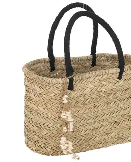 Nákupní tašky a košíky Plážová pletená taška se zdobnými mušlemi Beach Bag Shells L - 41*22*26cm J-Line by Jolipa 33286