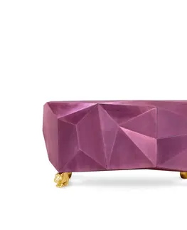 Designové komody Estila Luxusní ametystově fialová art-deco komoda z masivního dřeva zdobená zlatými listy Diamond | Amethyst