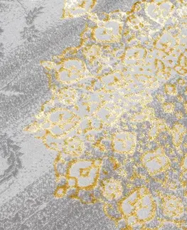 Moderní koberce Exkluzivní šedý koberec se zlatým orientálním vzorem