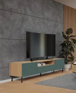TV stolky TP Living TV stolek KAMA 160 cm dub artisan/zelený