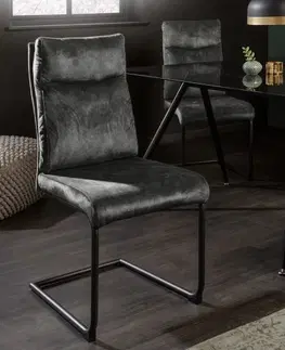Luxusní jídelní židle Estila Moderní jídelní židle Vitto sametová tmavě zelená 97cm