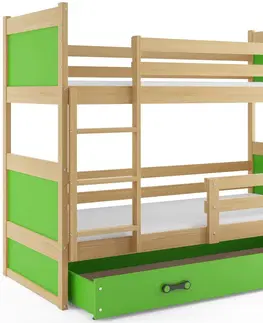 Postele BMS Dětská patrová postel RICO | borovice 80 x 160 cm Barva: Zelená
