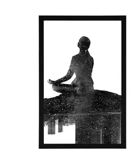 Černobílé Plakát meditace ženy v černobílém provedení