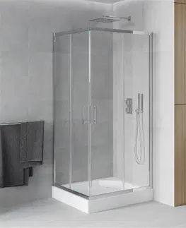 Sprchové vaničky MEXEN/S Rio čtvercový sprchový kout 90 x 90 cm, transparent, chrom + vanička Rio, 860-090-090-01-00-4510