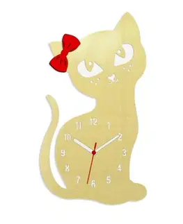 Hodiny ModernClock Nástěnné hodiny Cat zlaté