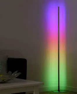 LED stojací lampy PAUL NEUHAUS LEUCHTEN DIREKT LED stojací svítidlo, barva ocel, RGB, dálkový ovladač, stmívatelné RGB+2700-5000K 11788-55
