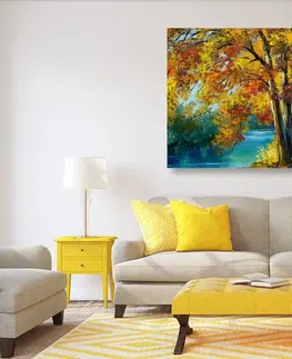 Obrazy přírody a krajiny Obraz malované stromy v barvách podzimu