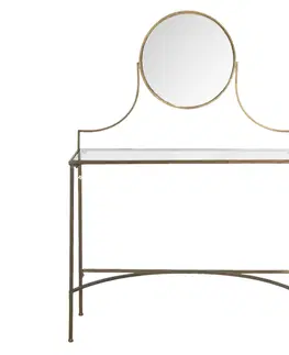 Noční stolky Toaletní stolek Nicole se zlatou konstrukcí a zrdcadlem - 98*32*139 cm Clayre & Eef 50474
