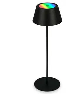 LED stolní lampy BRILONER LED RGB nabíjecí stolní lampa 38 cm 2,6W 200lm černá IP44 BRILO 7466015