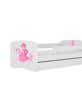 Dětské postýlky Kocot kids Dětská postel Babydreams princezna na koni bílá, varianta 70x140, se šuplíky, bez matrace