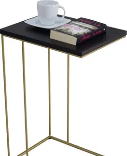Barové stolky ArtAdrk Příruční stolek DRU | zlaté nohy Barva: Černá