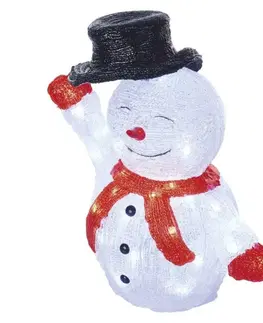 Interiérové dekorace EMOS LED vánoční sněhulák s kloboukem, 36 cm, venkovní i vnitřní, studená bílá, časovač DCFC18