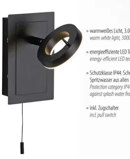 LED bodová svítidla PAUL NEUHAUS LED nástěnné svítidlo matný hliník 1ramenné otočné, vypínač, ochrana proti vodě 3000K