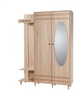 Předsíňové stěny Hanah Home Předsíňová skříň se zrcadlem Garmanto dub sonoma